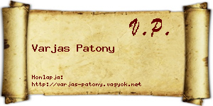 Varjas Patony névjegykártya